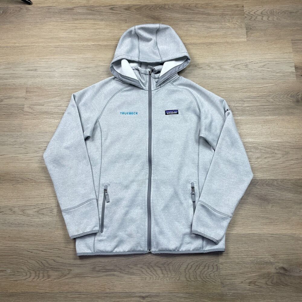 Patagonia Jacket Womens Large Gray Hooded Outdoor Zip Fleece Hiking