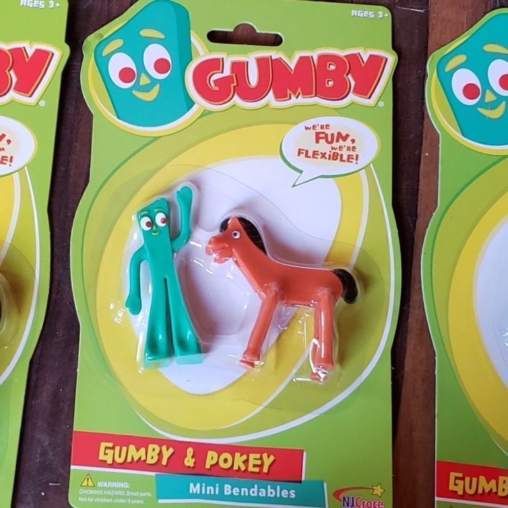 New GUMBY & POKEY Mini Bendable Figures Gift Toy Toysmith Collectable