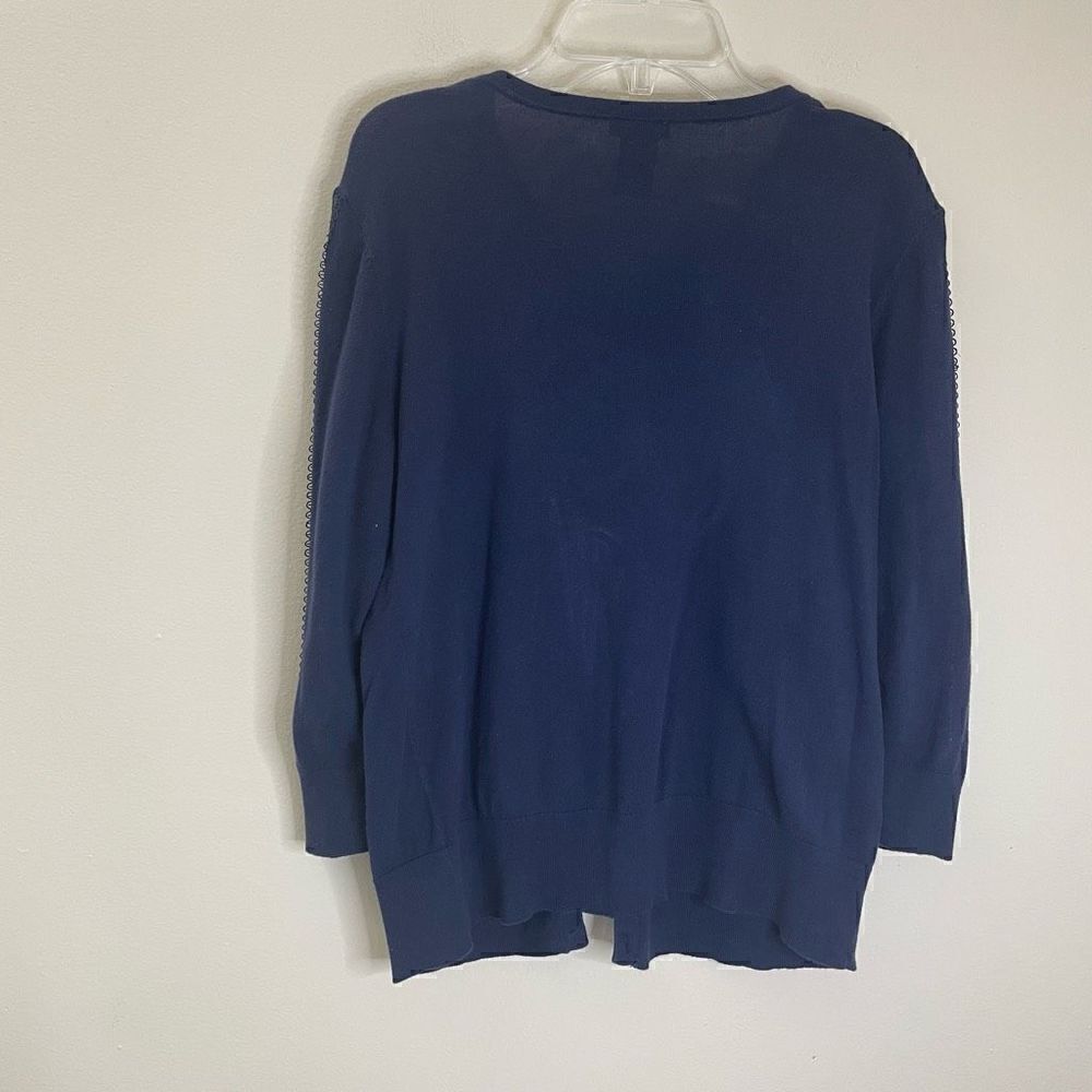 Ann Taylor|Button up|Cardigan|100% Cotton| open knit sleeves|Medium - Picture 12 of 13