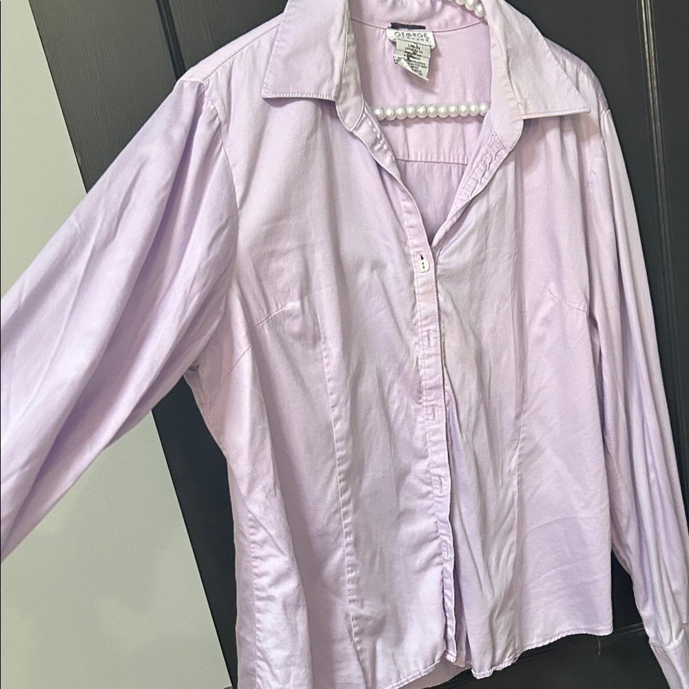 George vintage Light Purple Button-Up Shirt - Picture 3 of 4