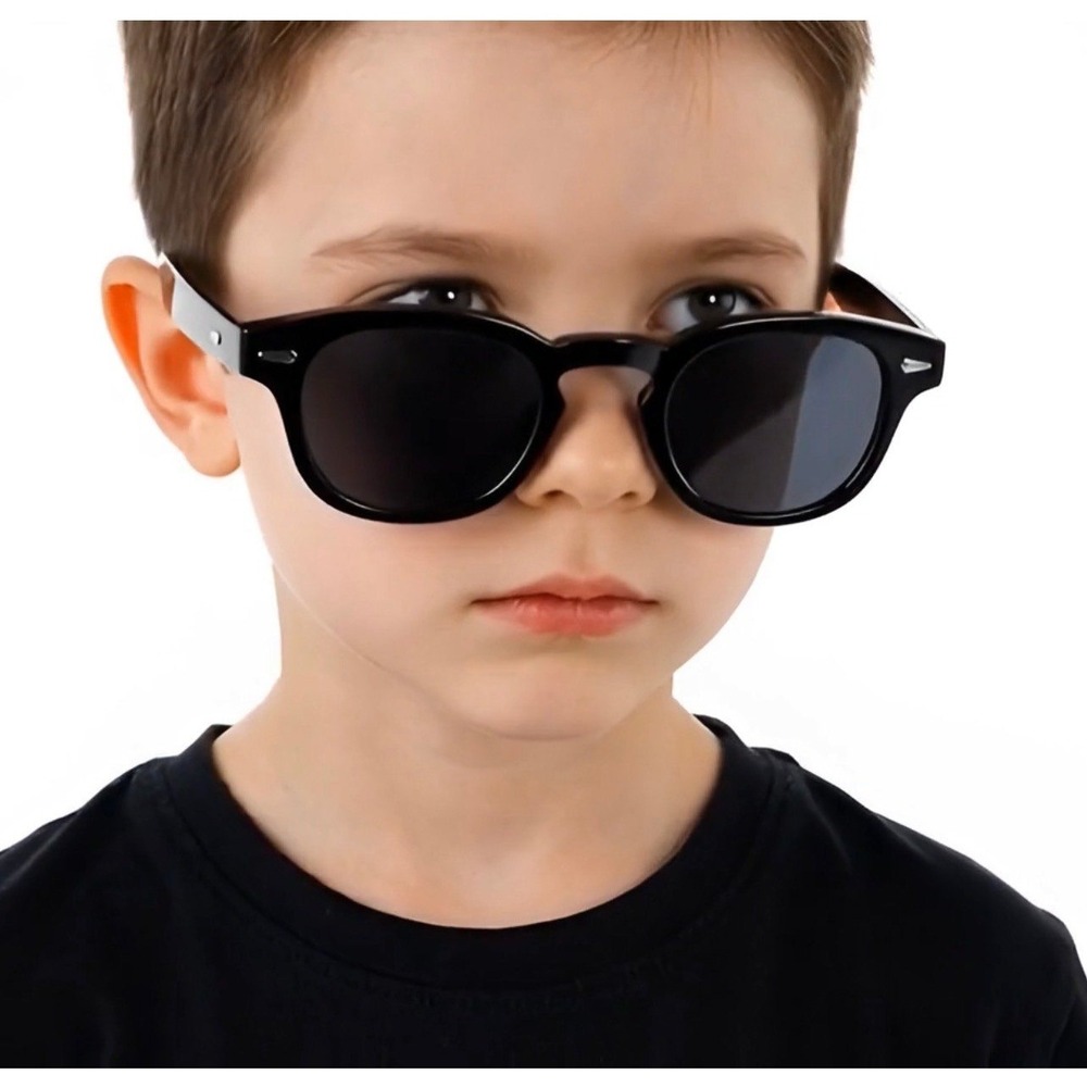 Kids Black Round Sunglasses UV400 Protection TR90 Frame‎ Boys Girls Party Shades