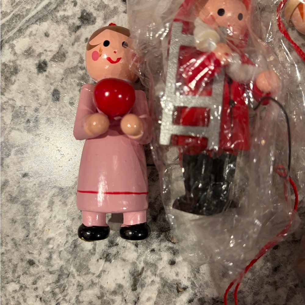 Vintage Wooden Occupational Christmas Ornaments Set of 12 – NOS Taiwan - Picture 3 of 5