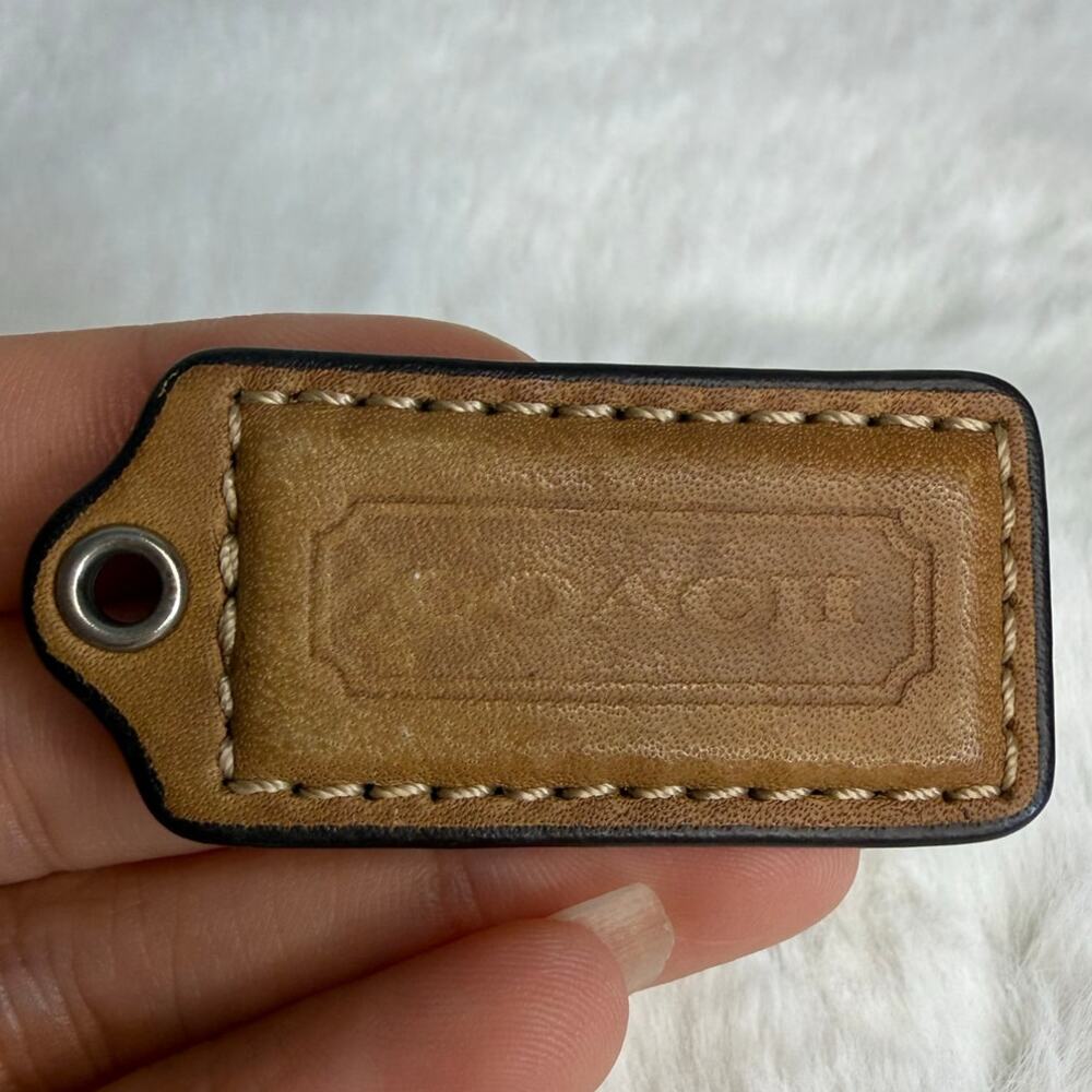1.5” COACH Brown Fob Bag Charm Hang tag Hangtag