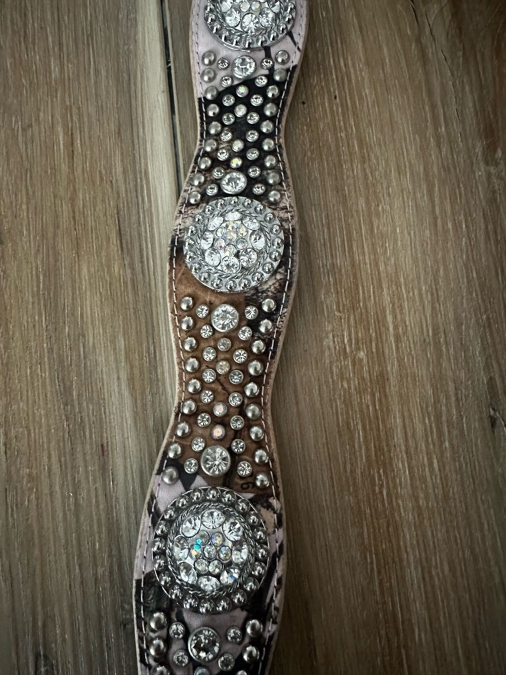 Noona Pink Camo/Rhinestone Leather Belt M Deadstock - Picture 6 of 8
