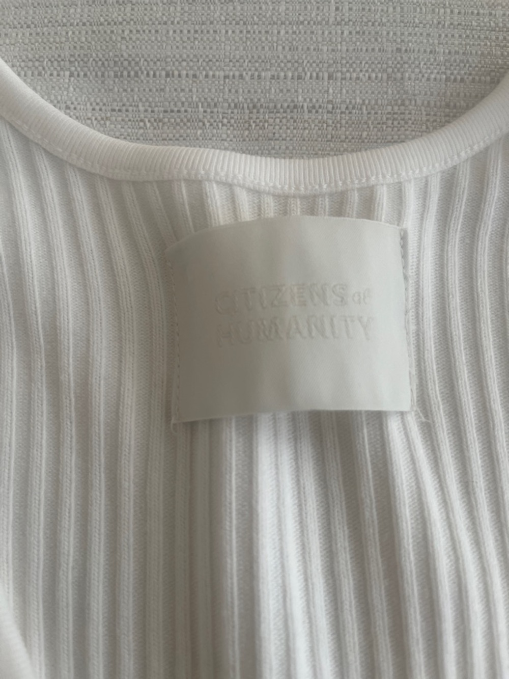 Citizens Of Humanity White Ribbed Long Sleeve Scoop Neck Top - Picture 3 of 8