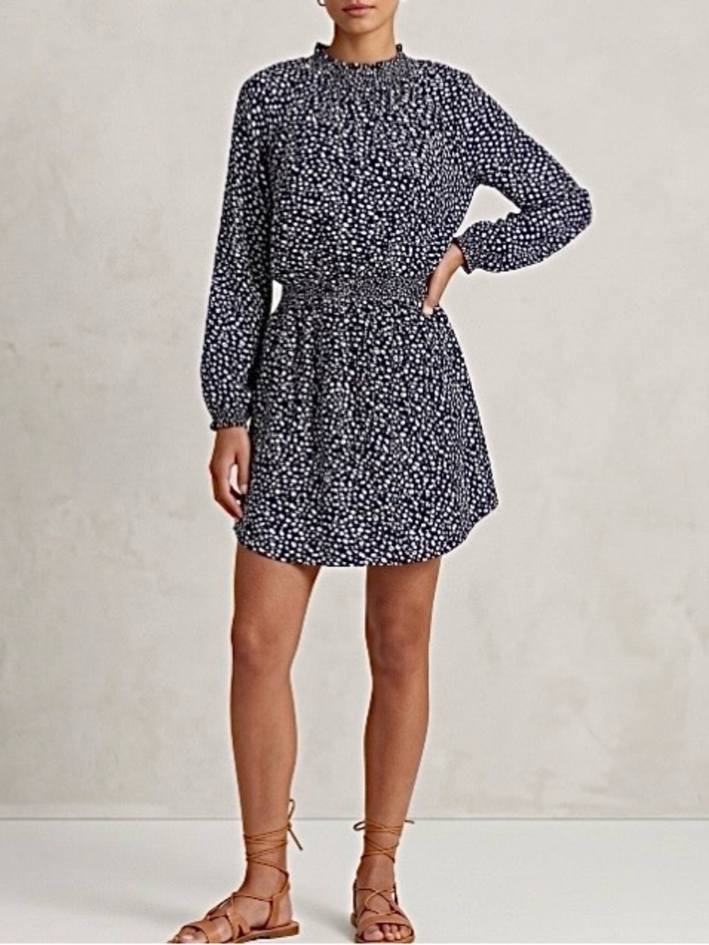 Boden New Polka Dot Smocked Dress Size 12 Big Girl Youth Nautical