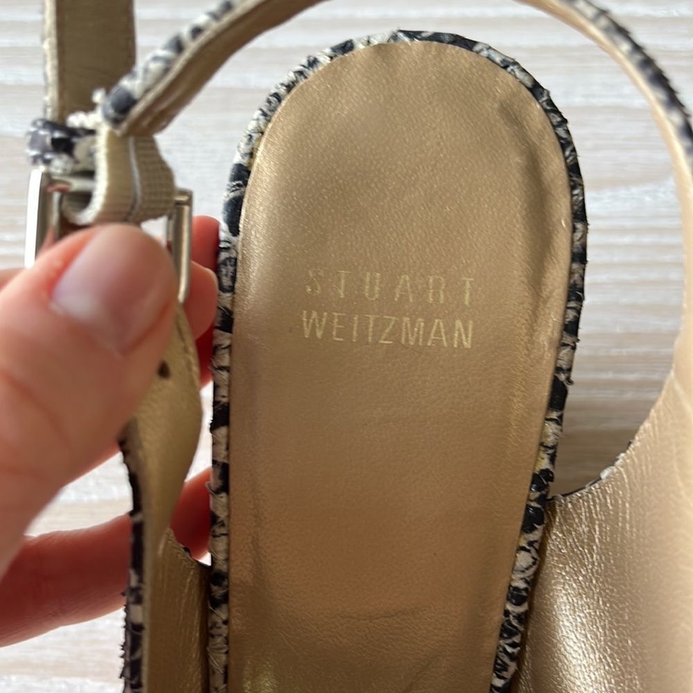 Stuart Weitzman NWOT Jean Snake-Embossed Leather Slingback Sandals size 9 - Picture 10 of 14