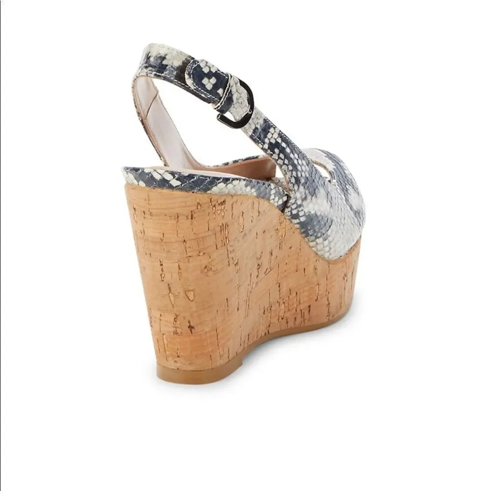 Stuart Weitzman NWOT Jean Snake-Embossed Leather Slingback Sandals size 9 - Picture 3 of 14