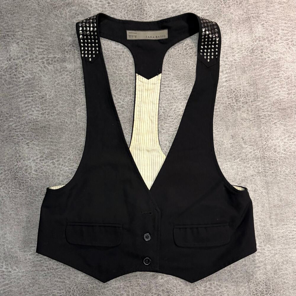 Zara Studded Black Tailored Vest
