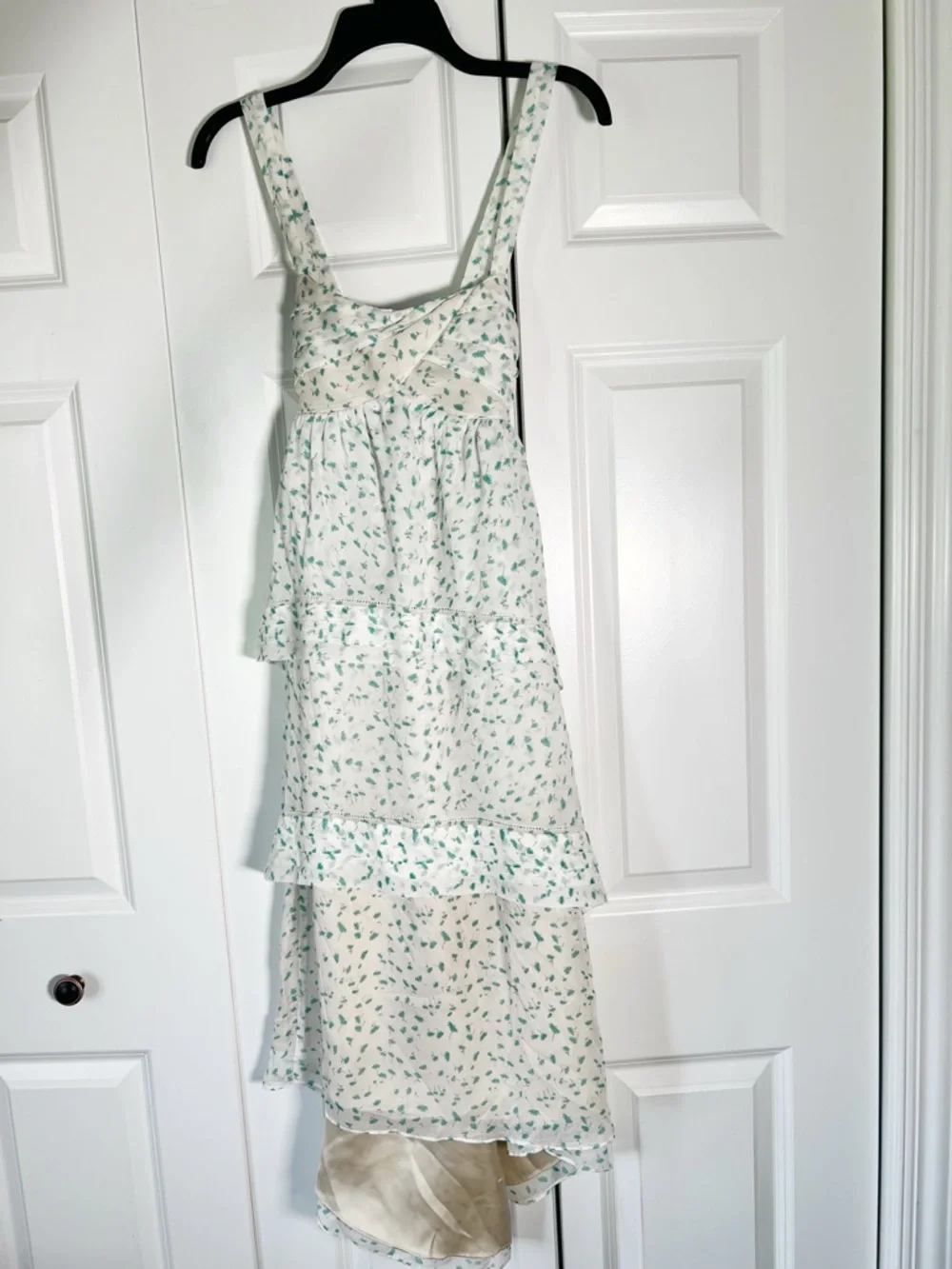 J. Crew White Maxi Dress with Green Floral Print - Picture 2 of 8