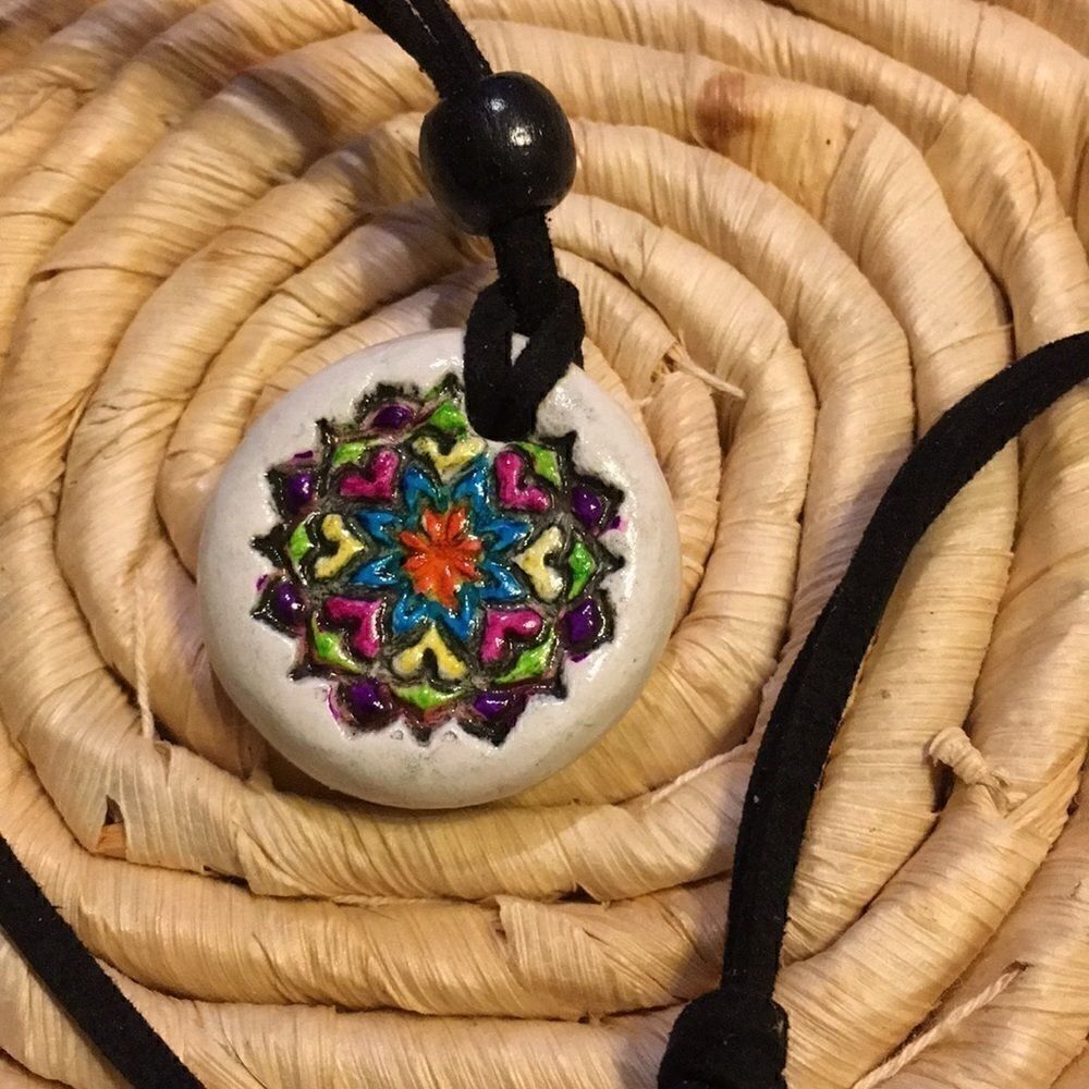 Hand made Mandala pendant with essential oil