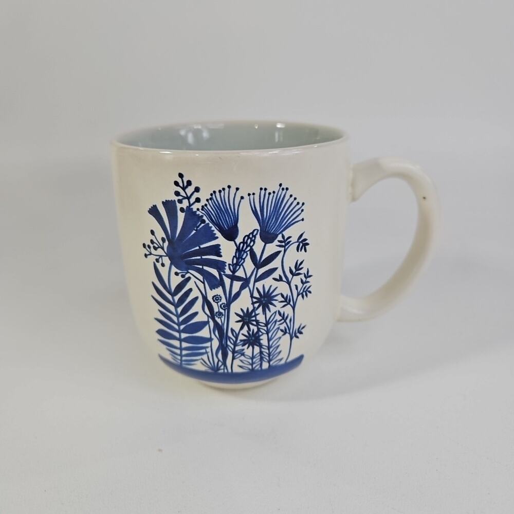 Vintage Hallmark‎ Geninne's Art Floral Coffee Cup Mug Blue Interior