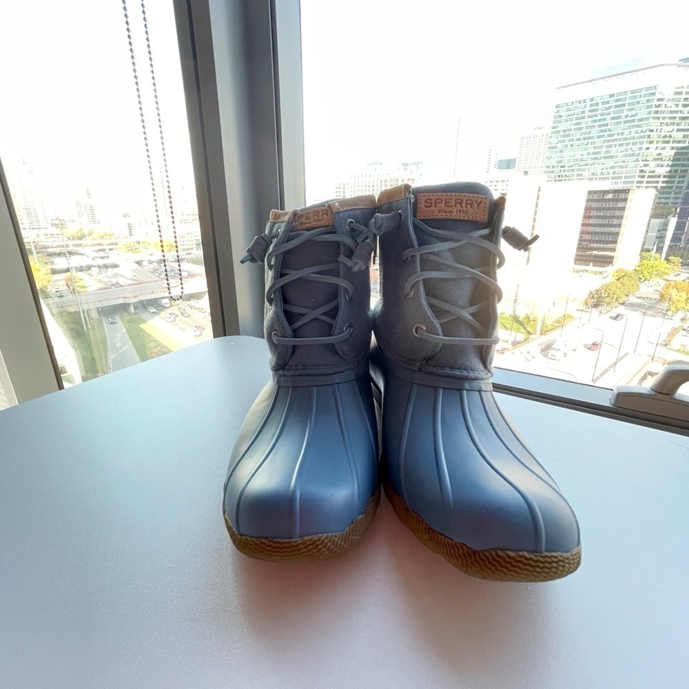 Sperry Top-Sider Saltwater Ankle Rubber Rain Snow Duck Boots Wool Lined Size 7