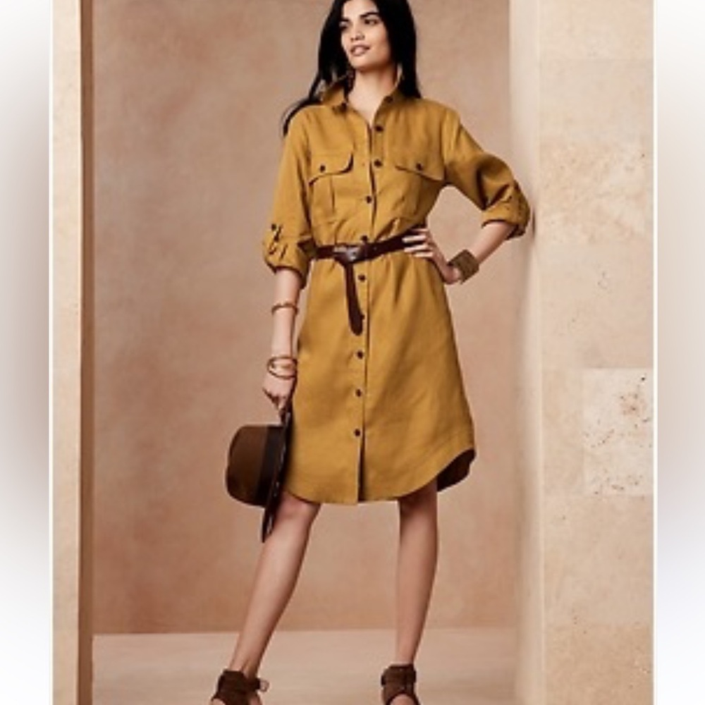 BR Heritage Scout Dress Mustard Button-Up  Dress