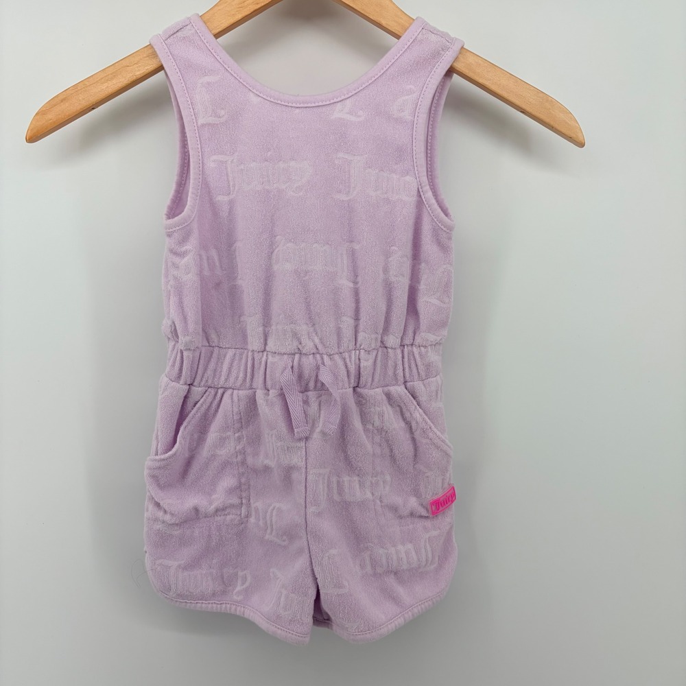 Juicy Couture Girls Lavender Terry Cloth Logo Romper Sleeveless 3T Purple