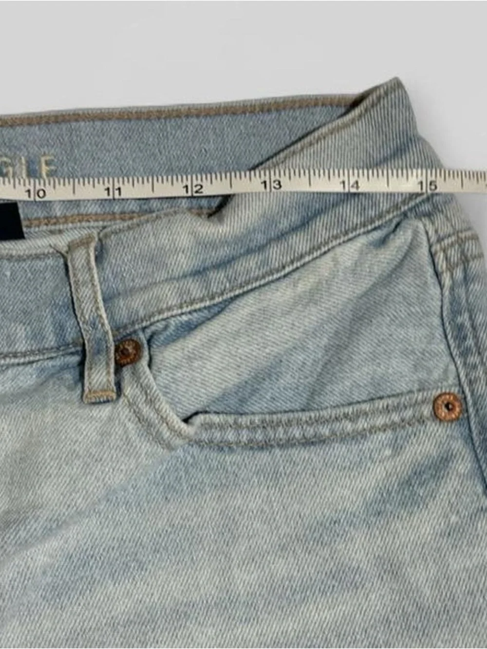 American Eagle Outfitters Light Blue Distressed Denim Cutoff Shorts - Picture 3 of 5