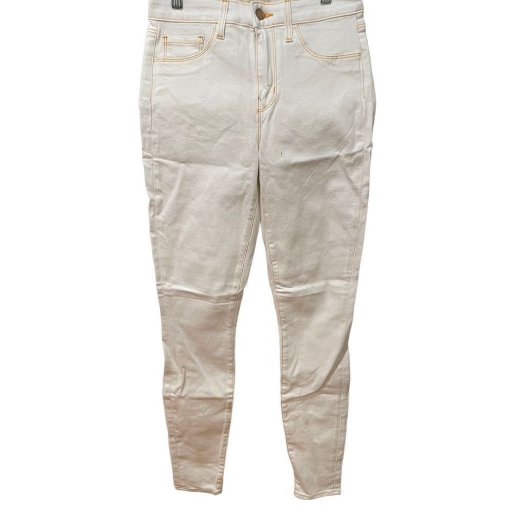 L’Agence Jeans Womens 25 Marguerite White Gold Stitching High Waist Stretch SAMP