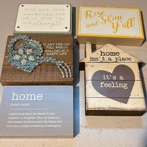 Wooden Wall Decorations Bundle (5) Inspirational‎ Approximately 5”x6”