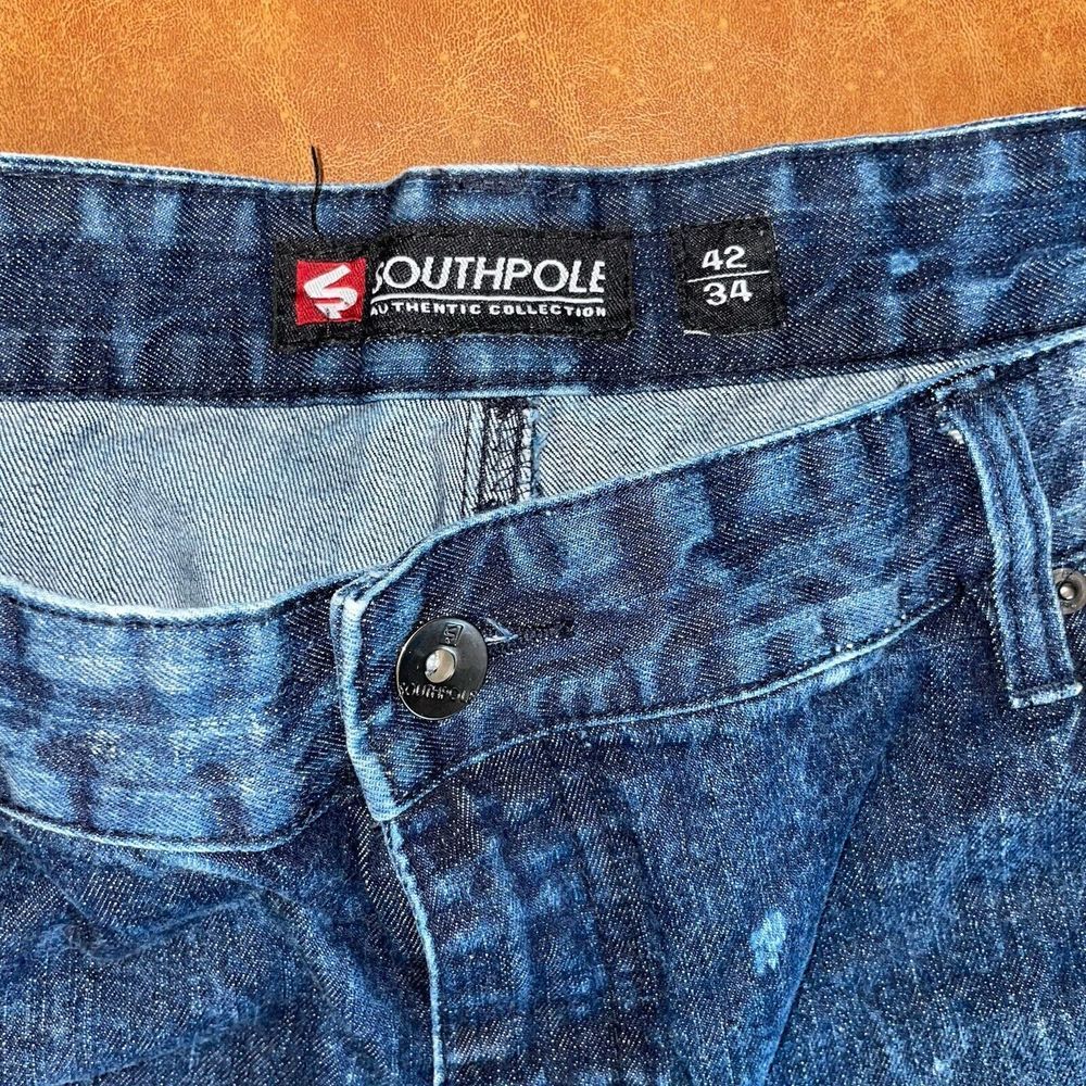 SouthPole Authentic Collection Distressed Bleached Blue Jeans Y2K‎ Size: 42/34 - Picture 5 of 8