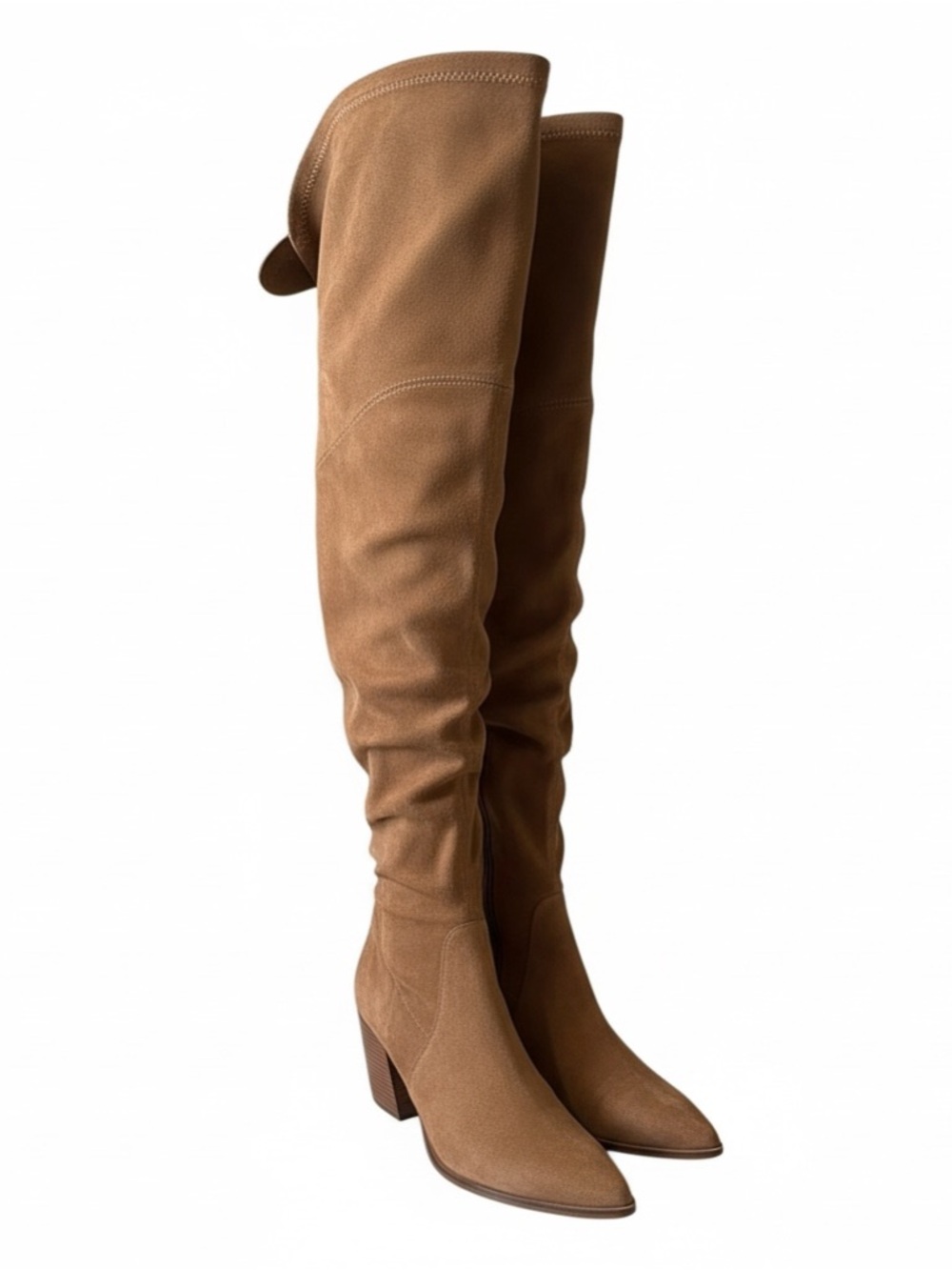 Marc Fisher Tan Suede Over-the-Knee Block Heel Boots