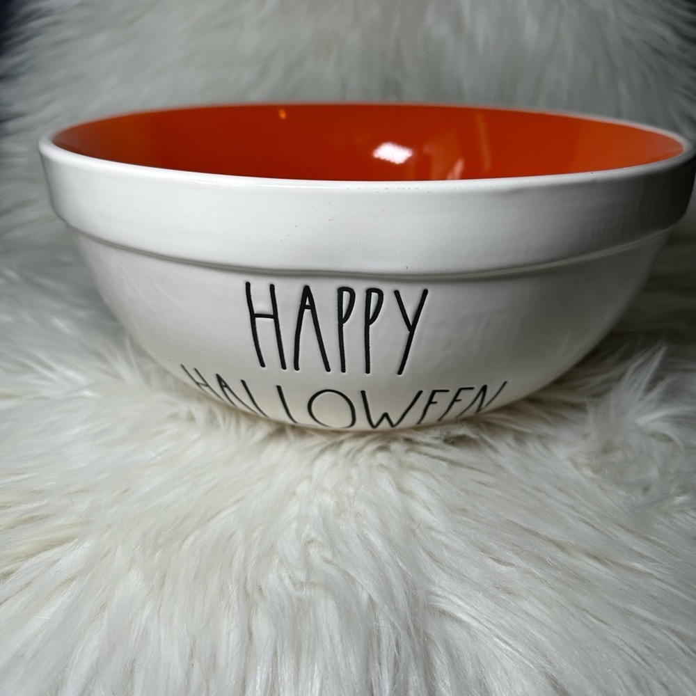 Rae Dunn Large Happy Halloween Bowl with Orange Interior - Picture 2 of 4