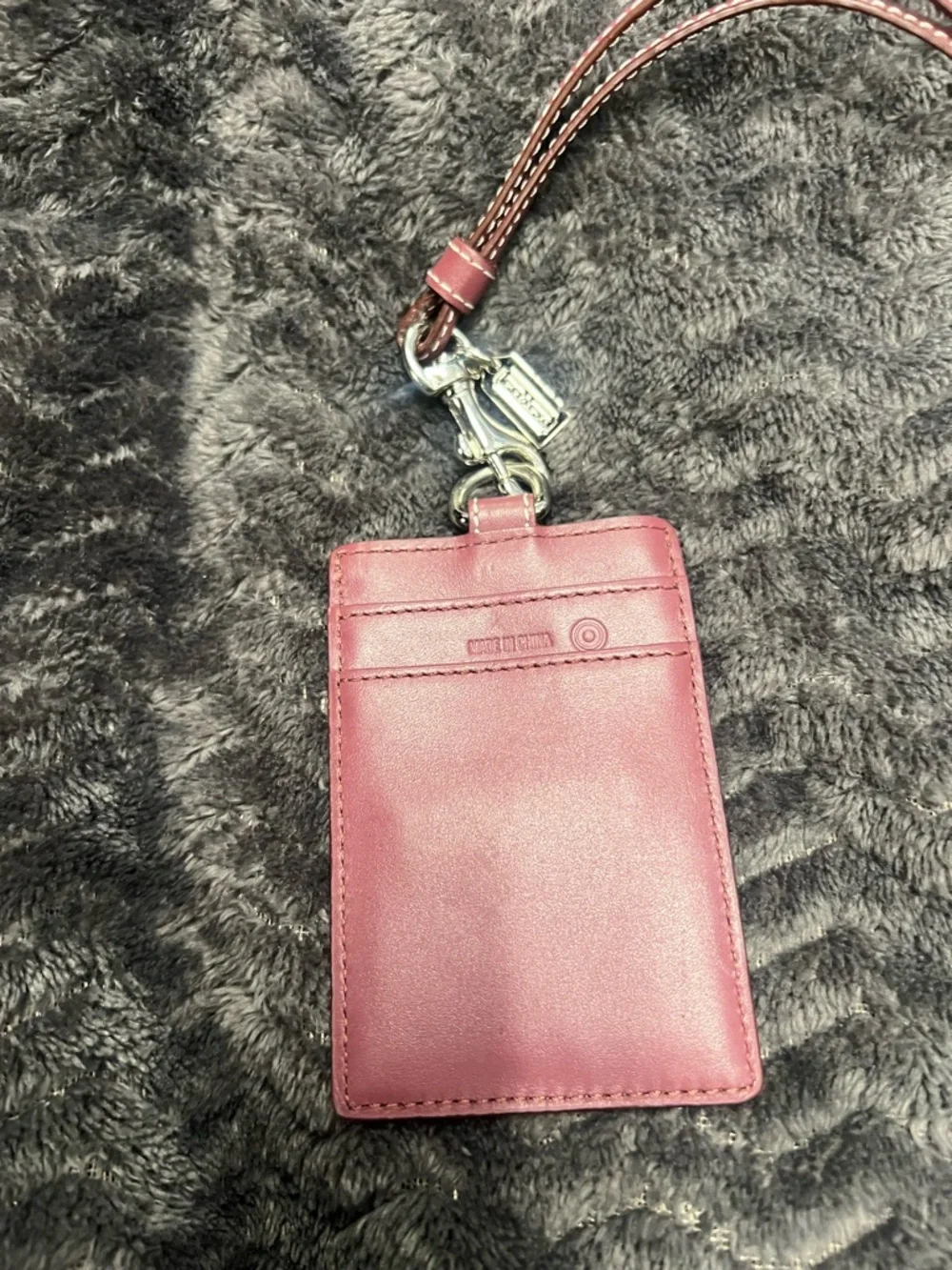 Coach Mauve Leather ID Lanyard Card Holder with Clear Window - Picture 4 of 4