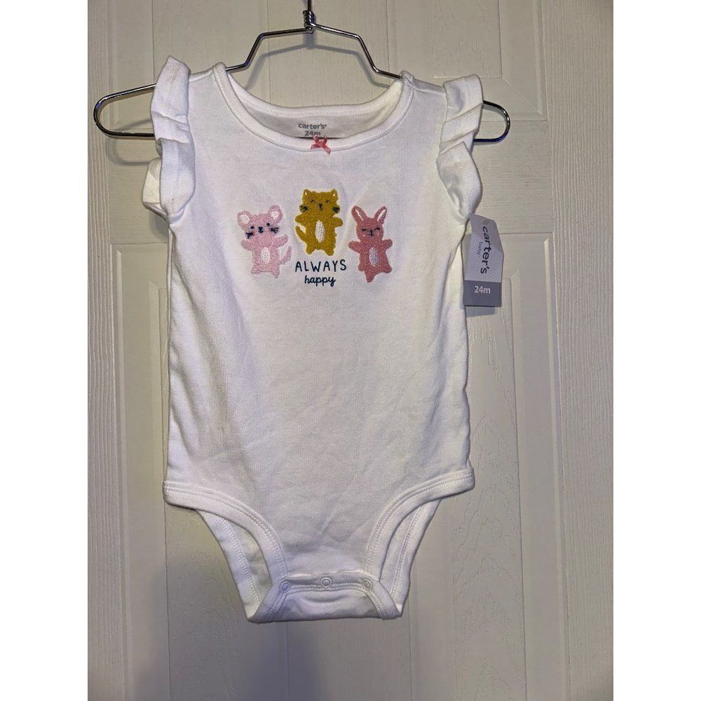 Carters “Always Happy” 24M Onsie With Animals Easter Bunny Rabbit