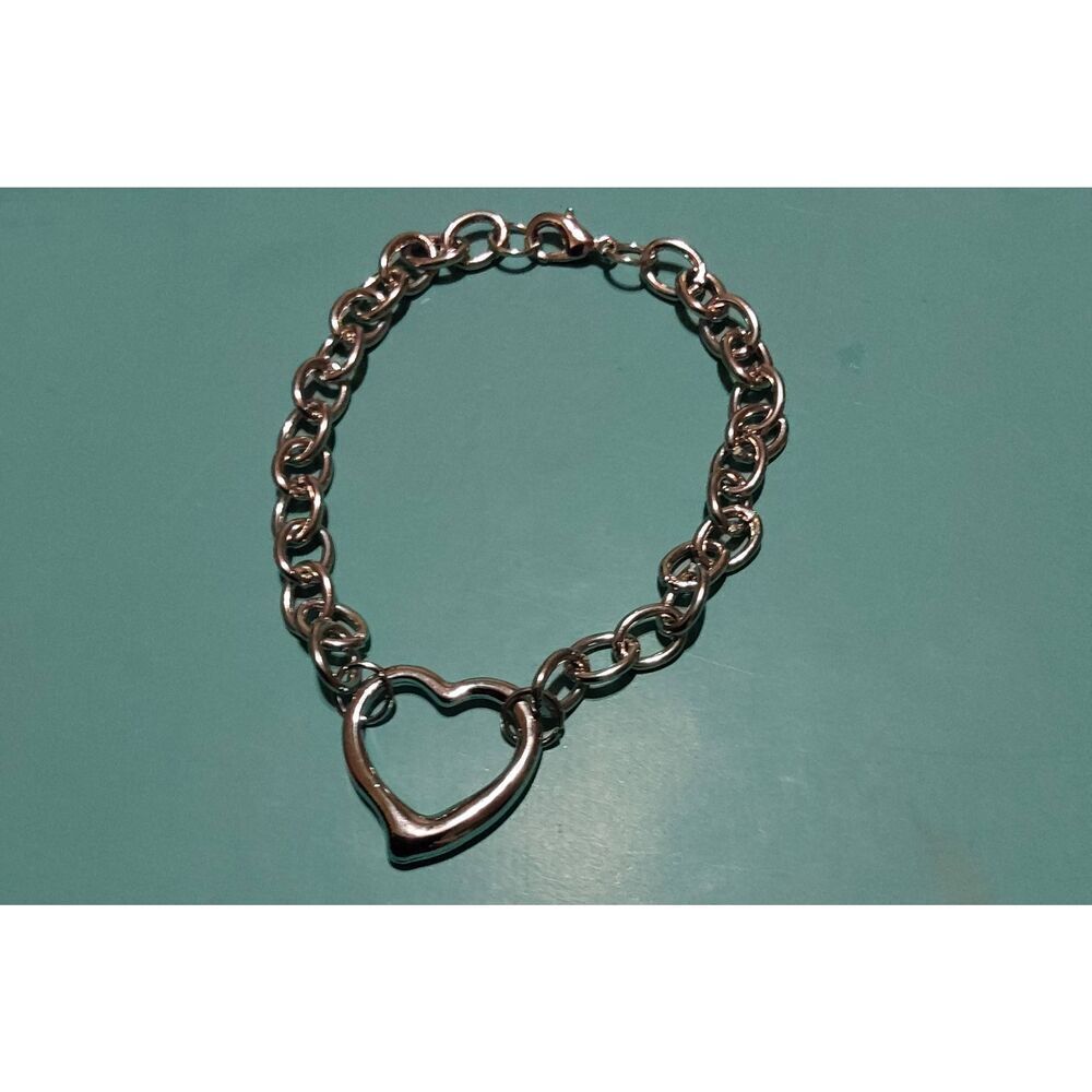 NEW~Trendy Silver Dangling Open Heart Charm Toggle Style Necklace & Bracelet Set - Picture 2 of 3