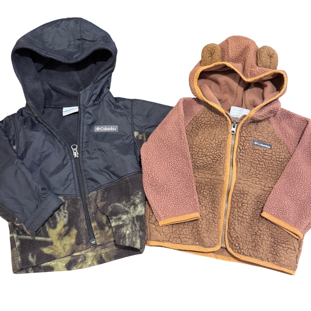 Boys Columbia Toddler Sherpa Fleece Outdoor Hoodies Bear & Camo 2T & 18 Mo.