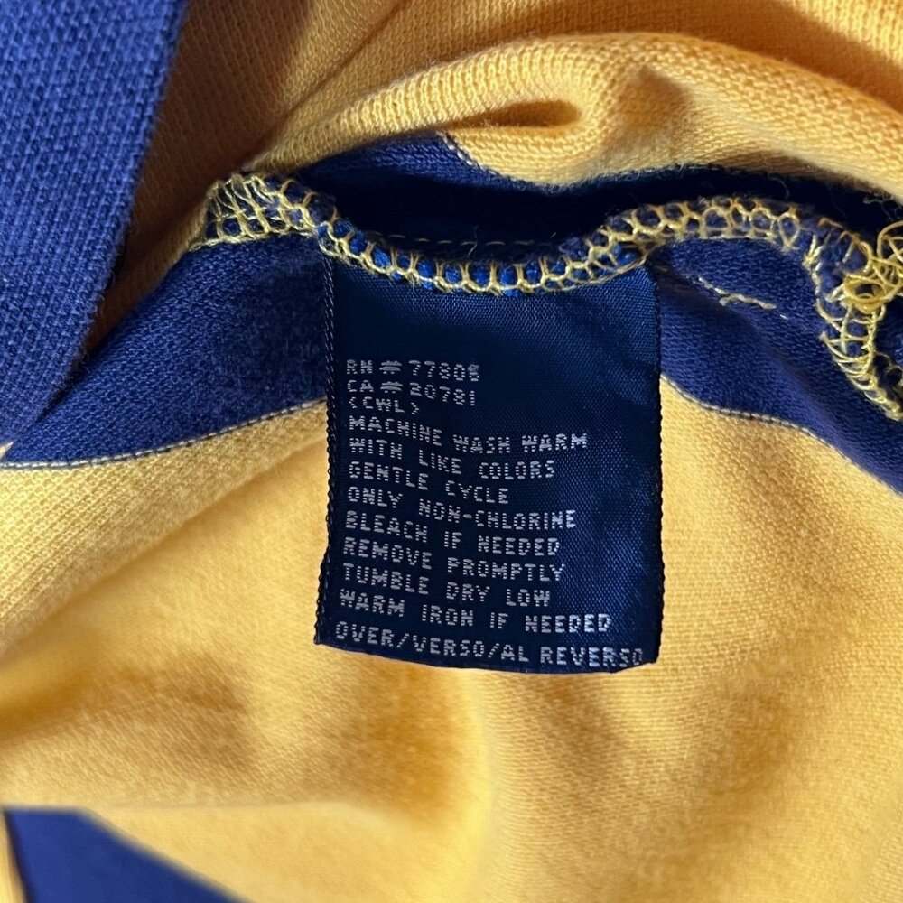 Tommy Hilfiger Polo Shirt Mens XL Yellow Blue Stripe Crest Logo Short Sleeve - Picture 5 of 14