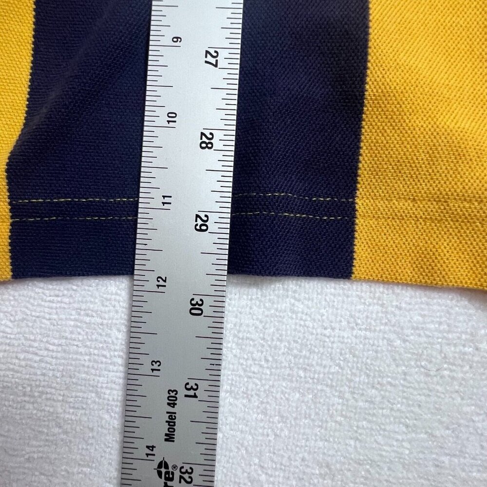 Tommy Hilfiger Polo Shirt Mens XL Yellow Blue Stripe Crest Logo Short Sleeve - Picture 13 of 14