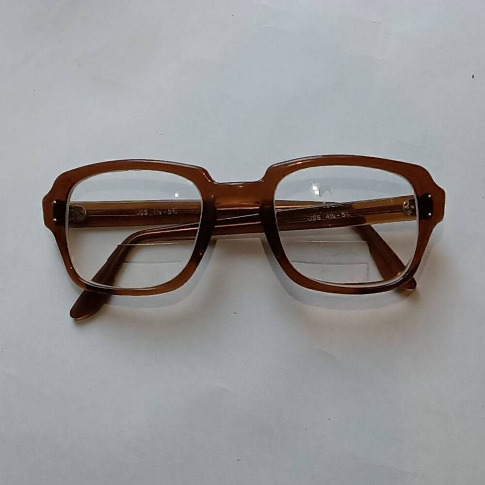 Vintage Eyeglasses Frame USS Brown Nerd Frames 4 1/2-5 3/4