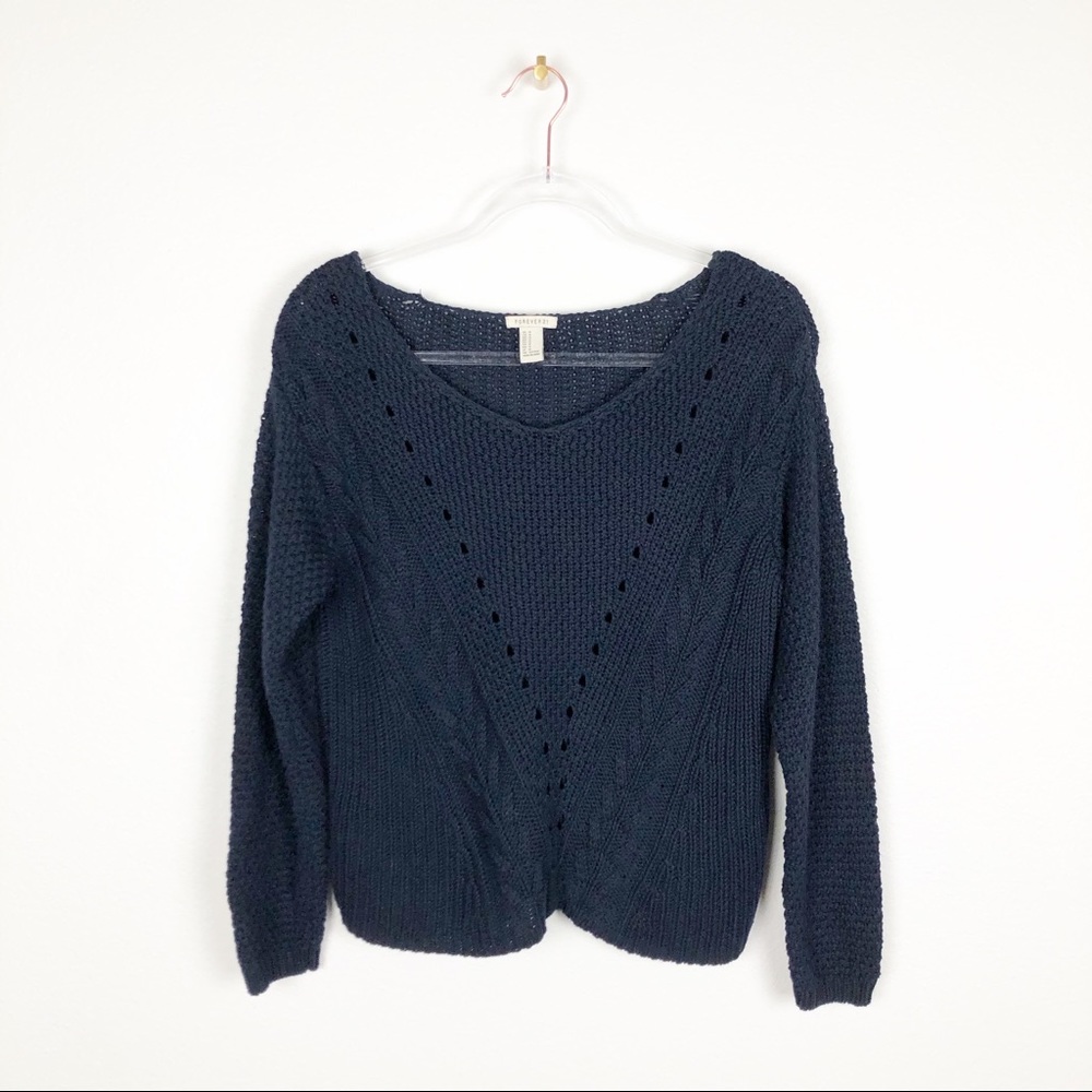 Forever 21 Chunky Knit‎ Navy Blue Sweater M