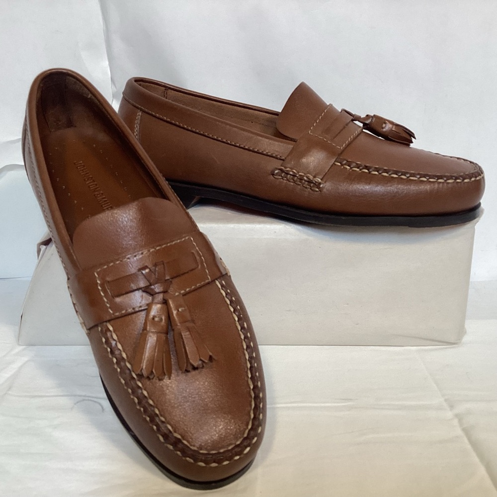 Brown Leather Tassel Loafers By Johnston & Murphy Men’s size 8 1/2 - Picture 2 of 11