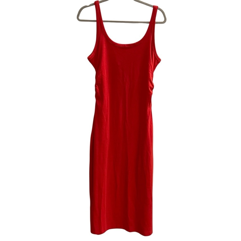 NWT Mango MNG Vibrant Red Dress Ruched Sides Size 8