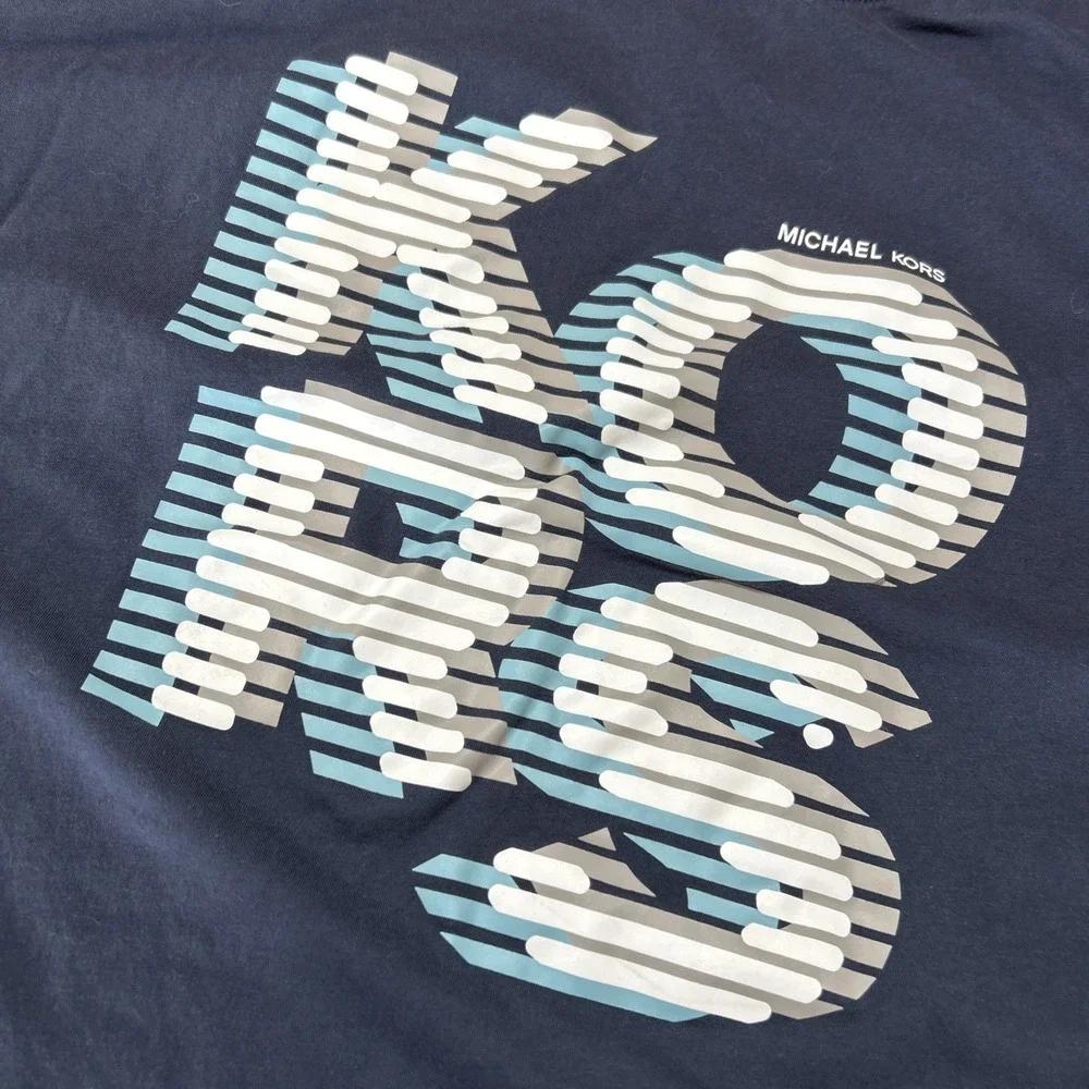 Men's Michael Kors Navy Blue Graphic Logo T-Shirt 4XL - Picture 5 of 7