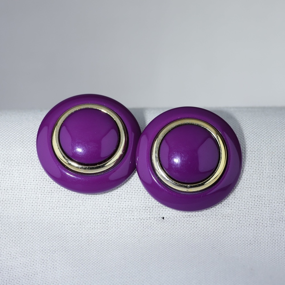 Vintage-Style Purple & Gold Statement Stud Earrings