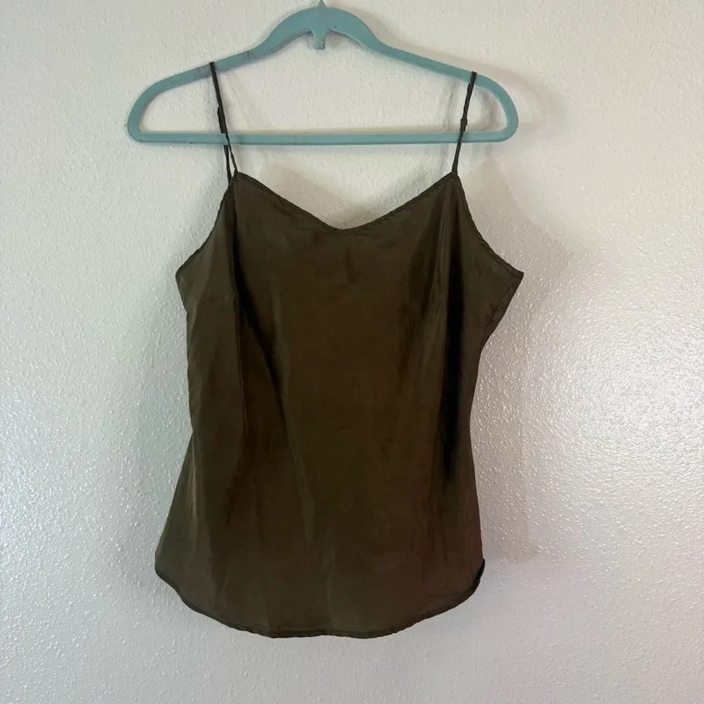 Burberry Olive Green silk Women's Camisole Top 14 - Picture 1 of 6