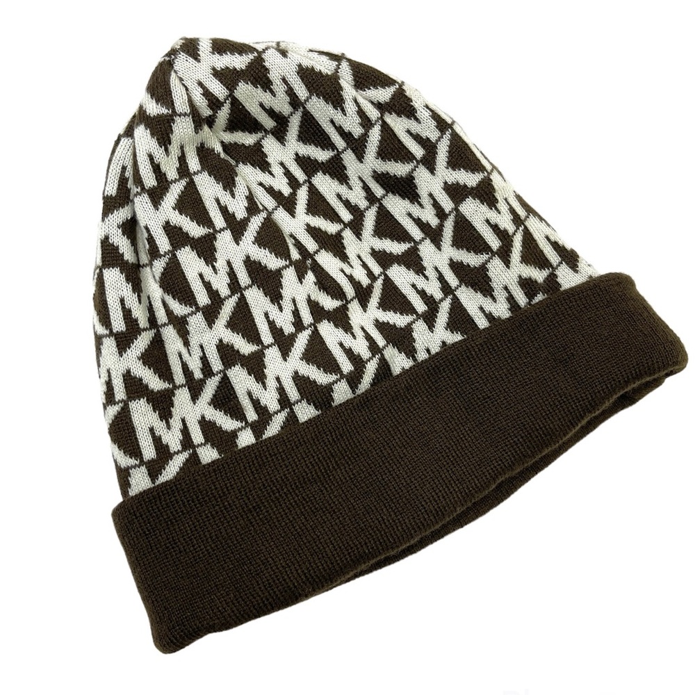 MICHAEL MICHAEL KORS MK Logo Beanie Hat Brown