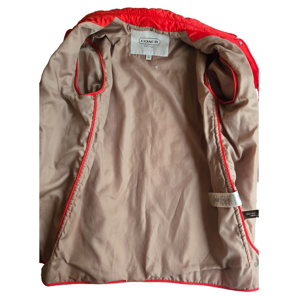 Coach logo orange quilted snap-up jacket - long sleeve, pockets - L - Picture 7 of 8