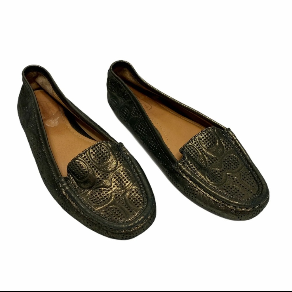 Coach ‘Pat’ Metallic Driving Moccasins Driving‎ Loafers Bronze Rare  

Size 6US