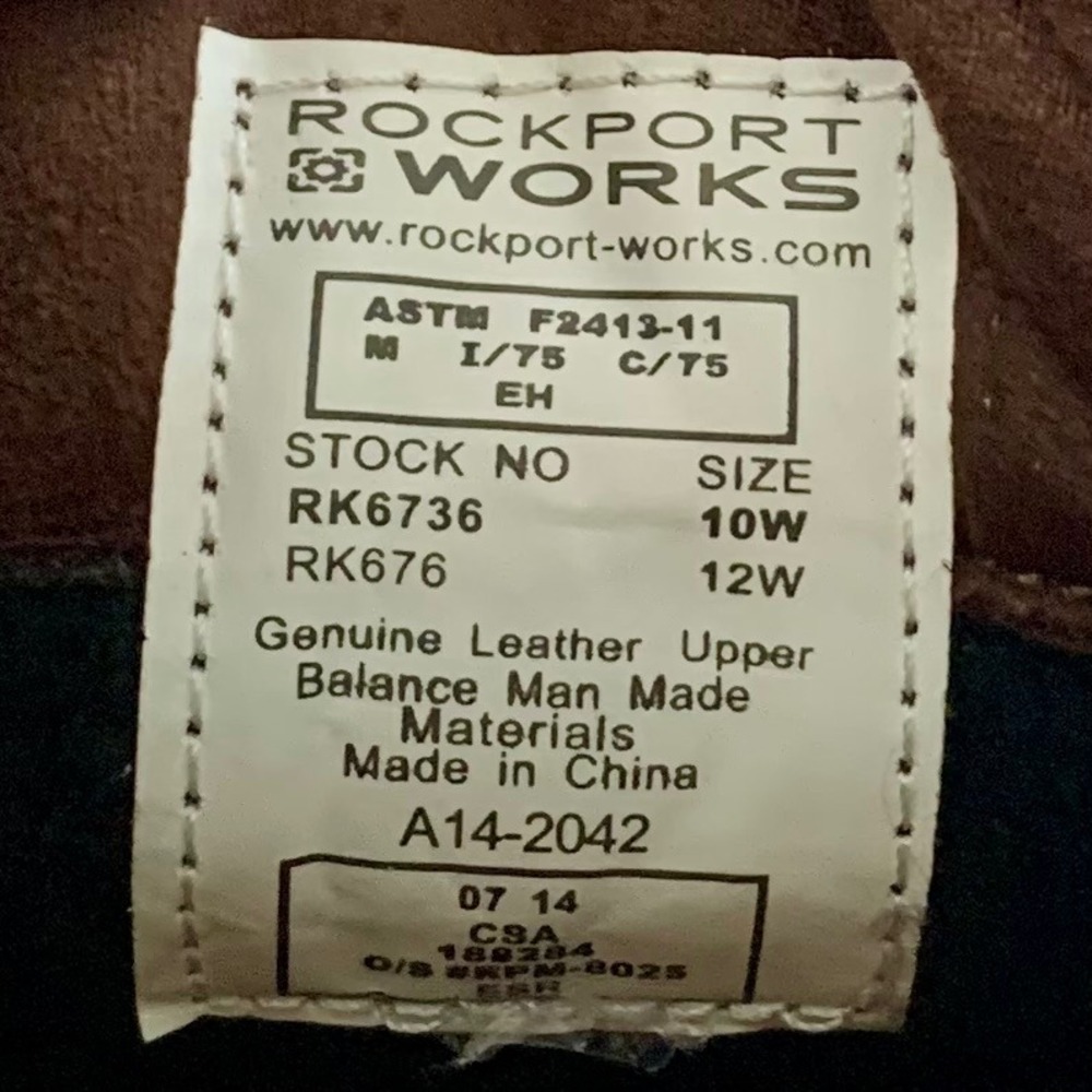 Rockport Works 10W Boat Shoes Brown Good Leather Steel Toe EH CSA RK6736 - Picture 6 of 13