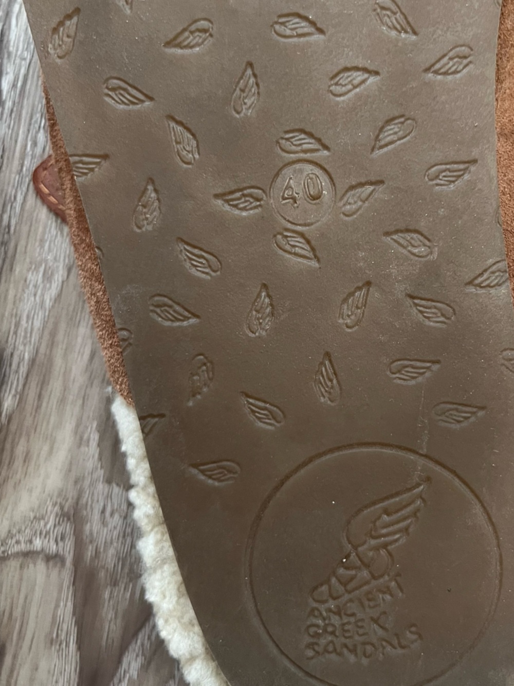 Ancient Greek Sandals Brown Leather Shearling Sandals - Picture 8 of 8