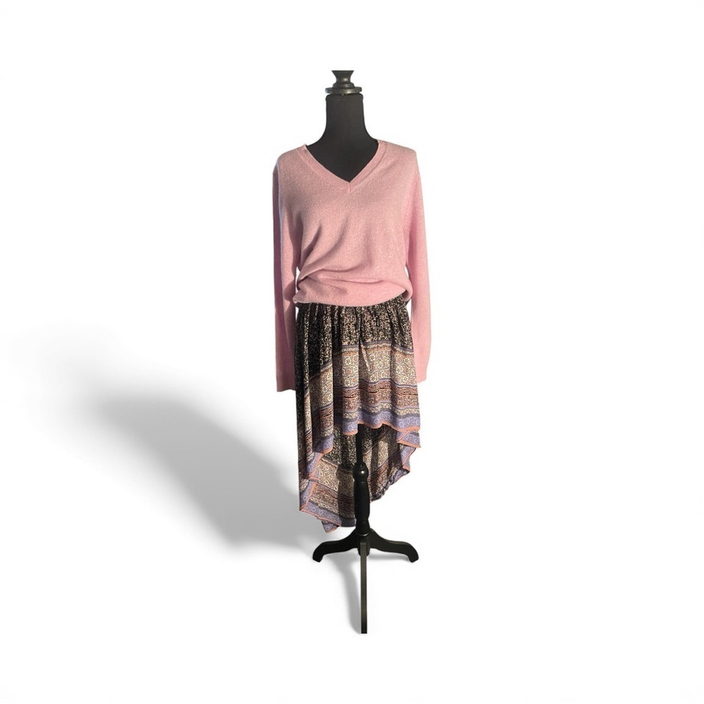 Free People Intimately Boho High Low Hem Skirt Large Patterned Elastic Waist Max - Picture 2 of 6