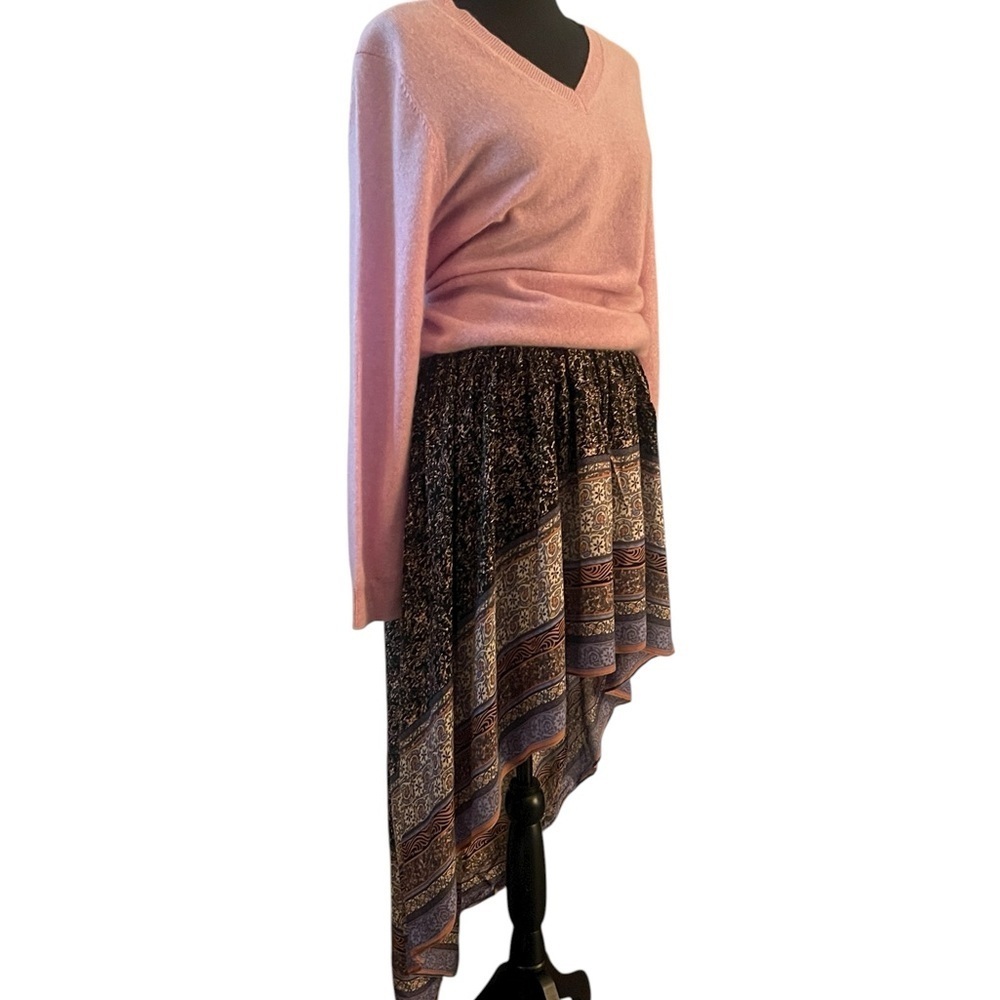 Free People Intimately Boho High Low Hem Skirt Large Patterned Elastic Waist Max - Picture 3 of 6