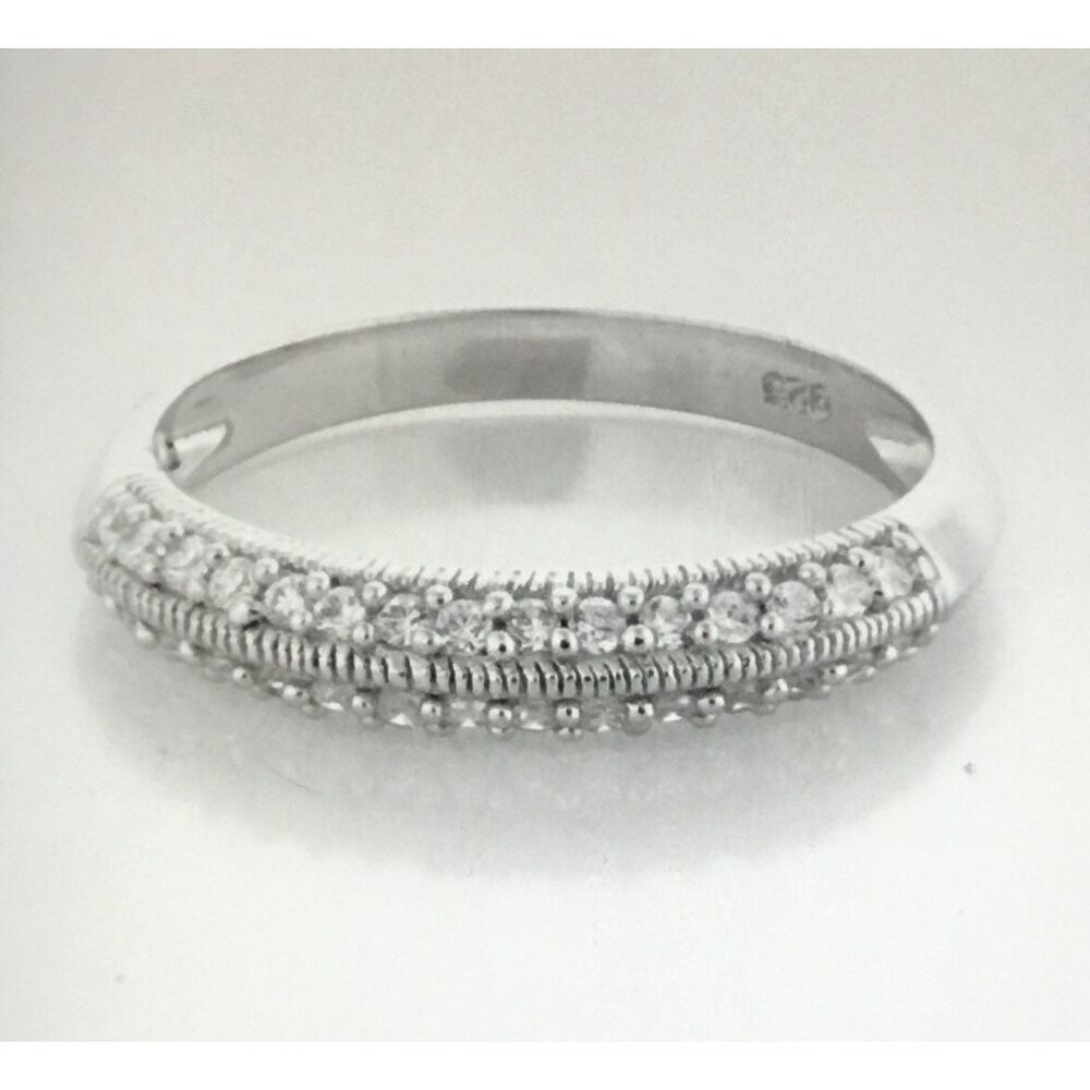 3/4 CT. Round Pave Sim Diamond Milgrain Knife Edge Bridal/Anniversary Band Sz 8