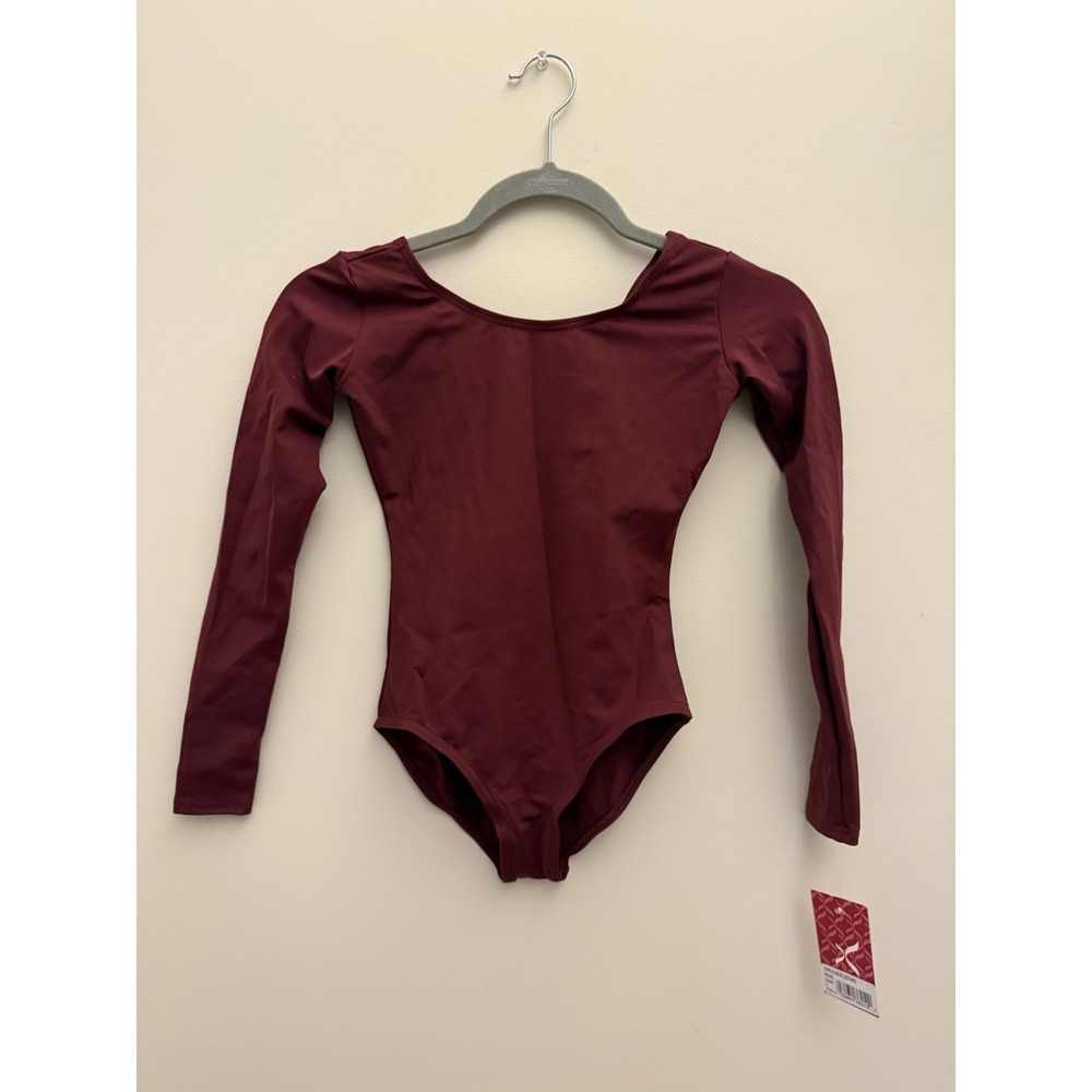 Girl's Capezio Long‎ Sleeve Leotard Size Large/ 12 Dance Tumbling Maroon
