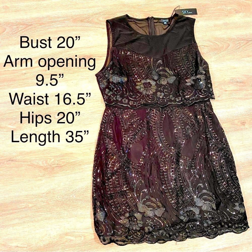 NWT SKY PLUS JET BLACK SEQUIN PEPLUM DRESS 2X - Picture 15 of 15