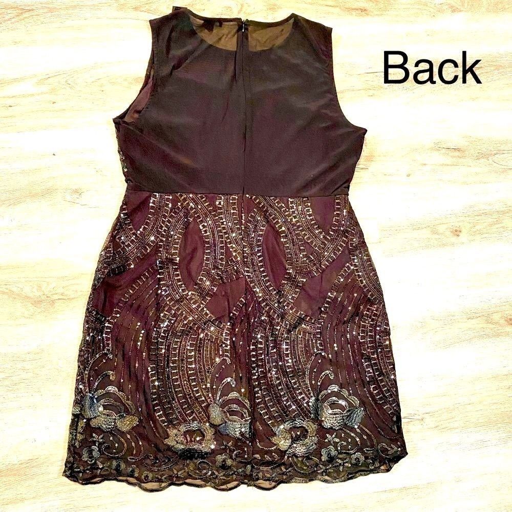 NWT SKY PLUS JET BLACK SEQUIN PEPLUM DRESS 2X - Picture 2 of 15