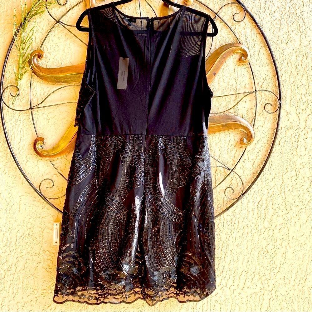 NWT SKY PLUS JET BLACK SEQUIN PEPLUM DRESS 2X - Picture 13 of 15